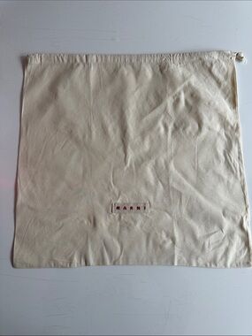 Marni Ivory Canvas Logo Dust Pouch with Red Lettering